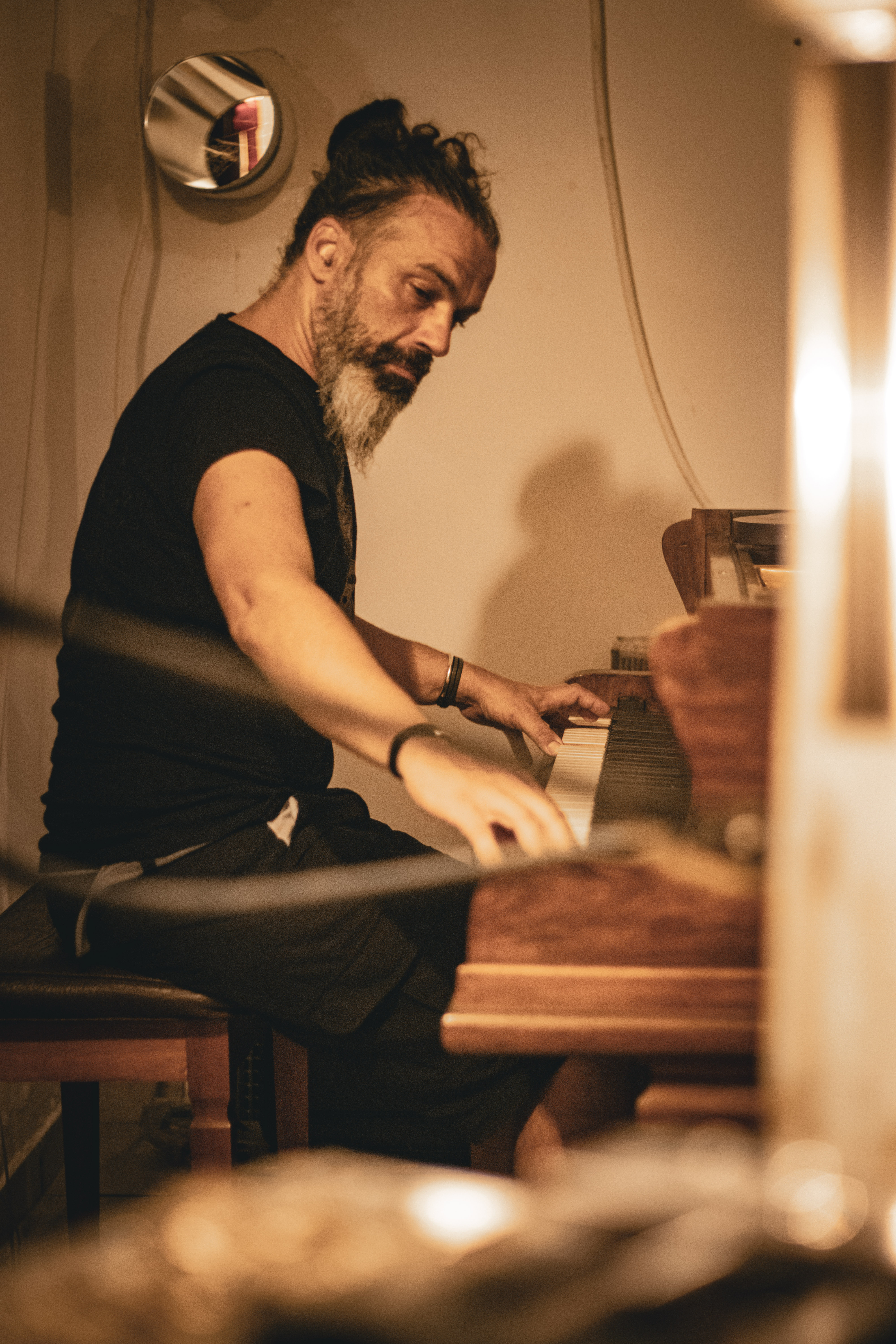 George Bokos (Grindhouse Studios Athens/Spine Audio) improvising on a vintage John Broadwood & Sons grand piano, manufactured in London in 1904.