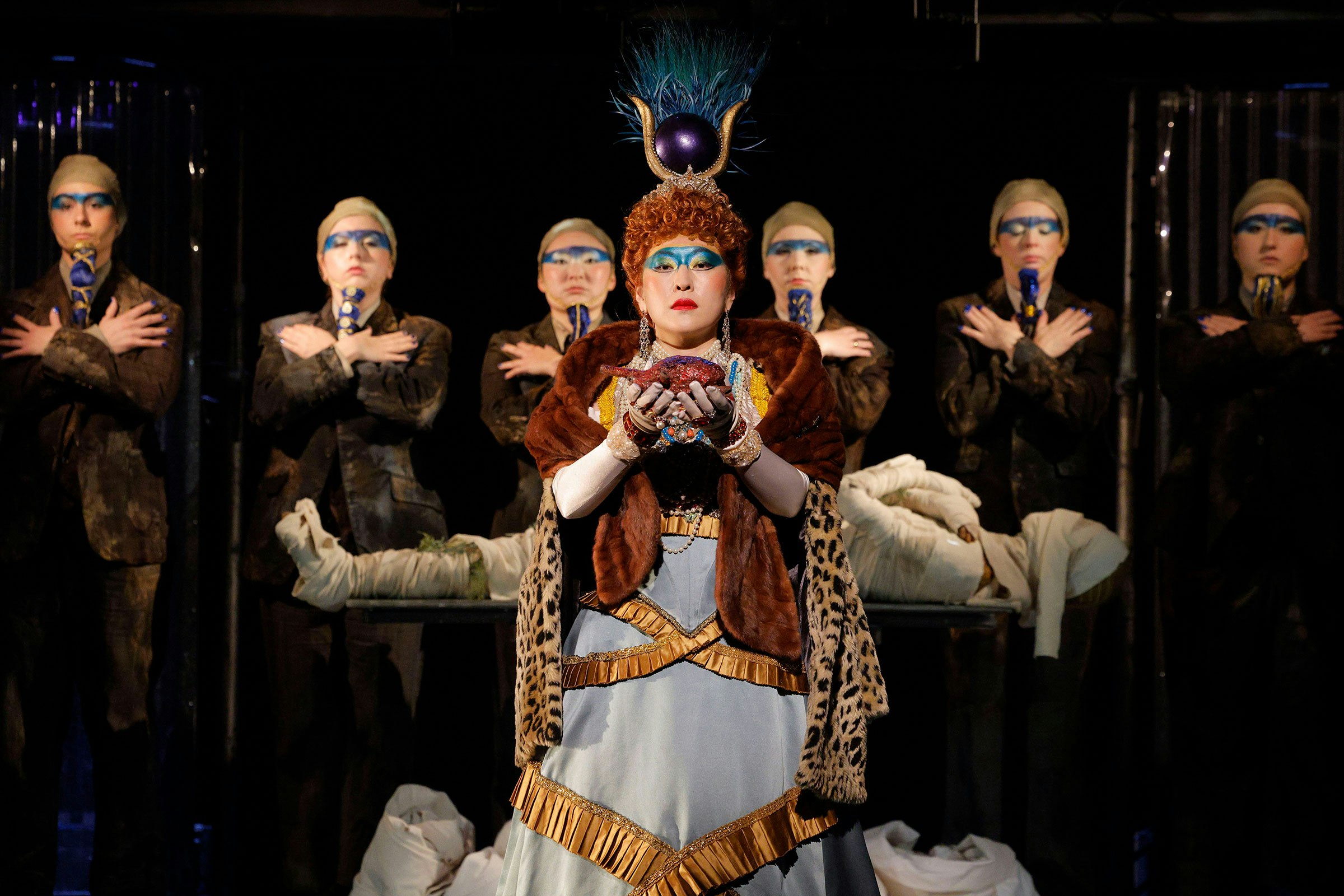 The Extraction of the dead Pharoaoh Amenhotep's Heart, ready to be weighed against a feather to determine whether he will enter the After-Life (LA Opera; photo by Cory Weaver).