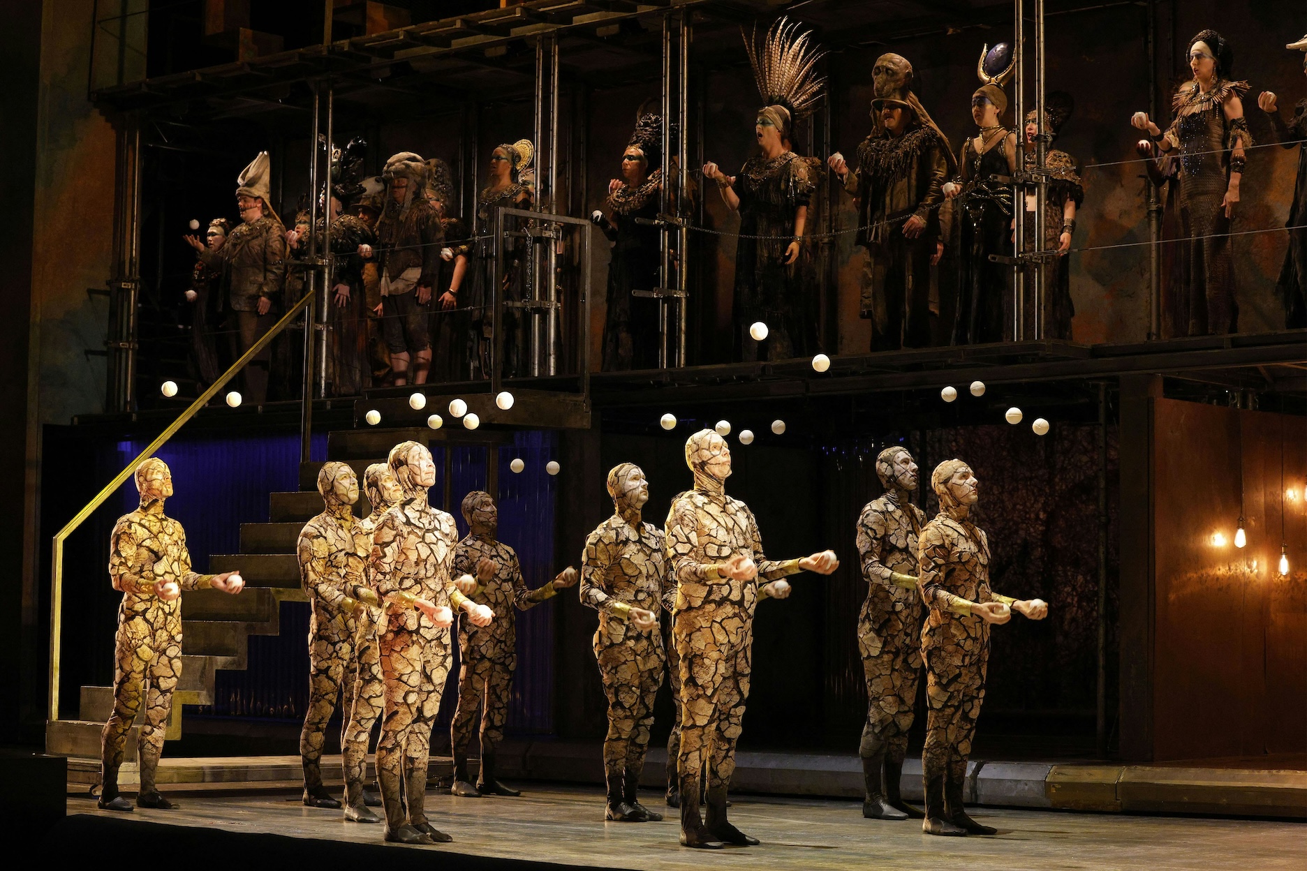 The Gandini Juggling Troupe in Akhnaten (LA Opera; photo by Cory Weaver)