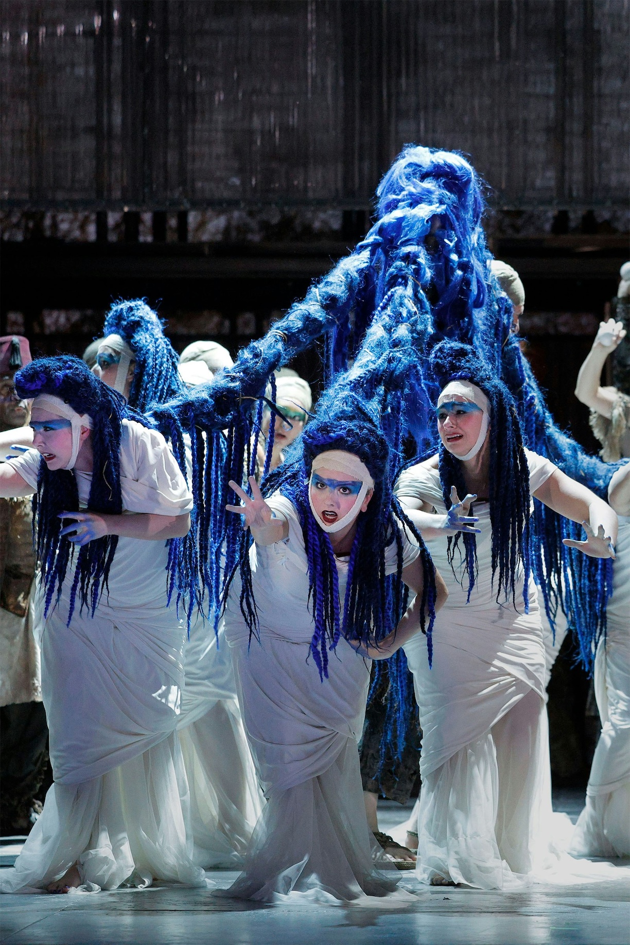 The Daughters of Akhnaten under attack (LA Opera; photo by Cory Weaver)