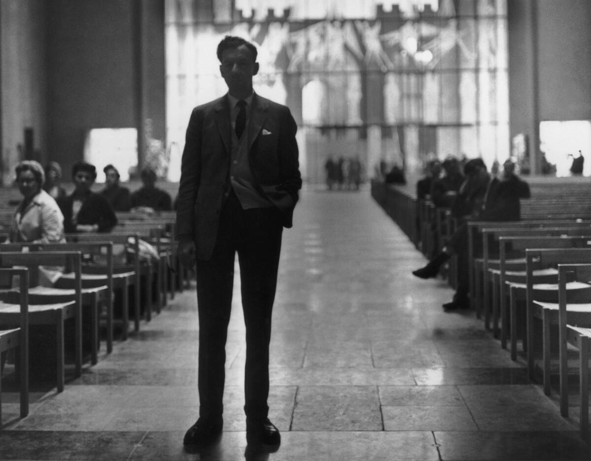 Britten in Coventry Cathedral during rehearsals for the War Requiem
