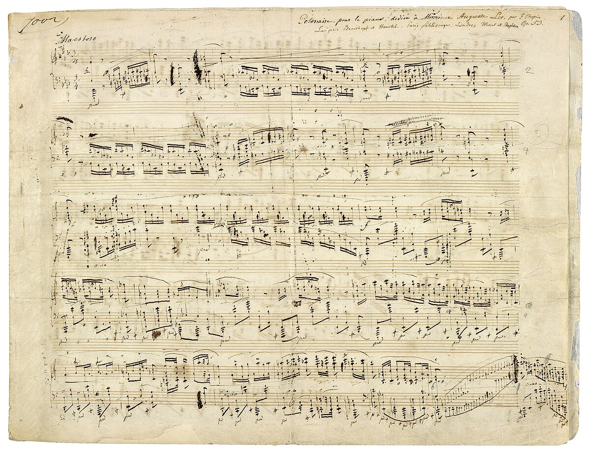 Autograph Score for Chopin's Op. 53 Polonaise