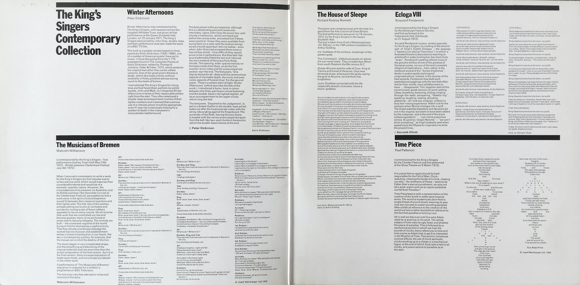 King's Singers Contemporary Collection gatefold
