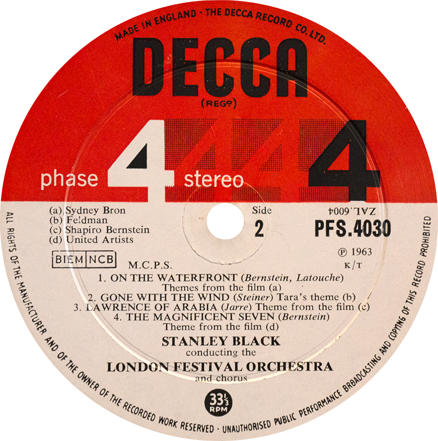 Decca Phase 4 stereo early red and white label