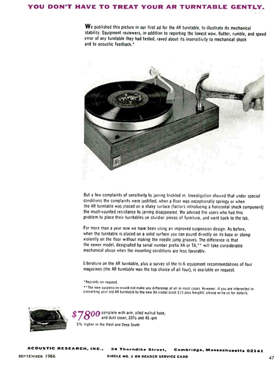 Acoustic Research Hammer print ad