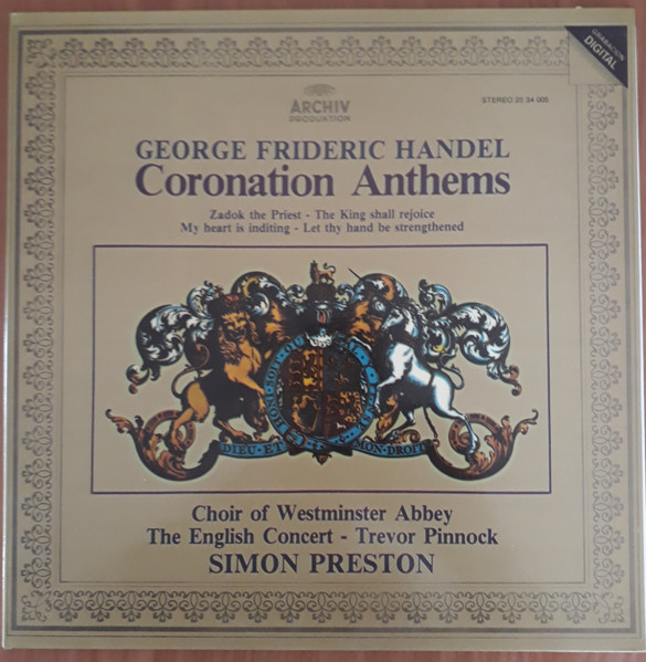 Handel Coronation Anthems Westminster Abbey Choir Simon Preston