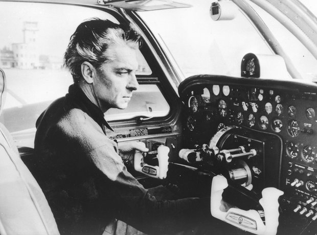 Karajan at the controls of his airplane