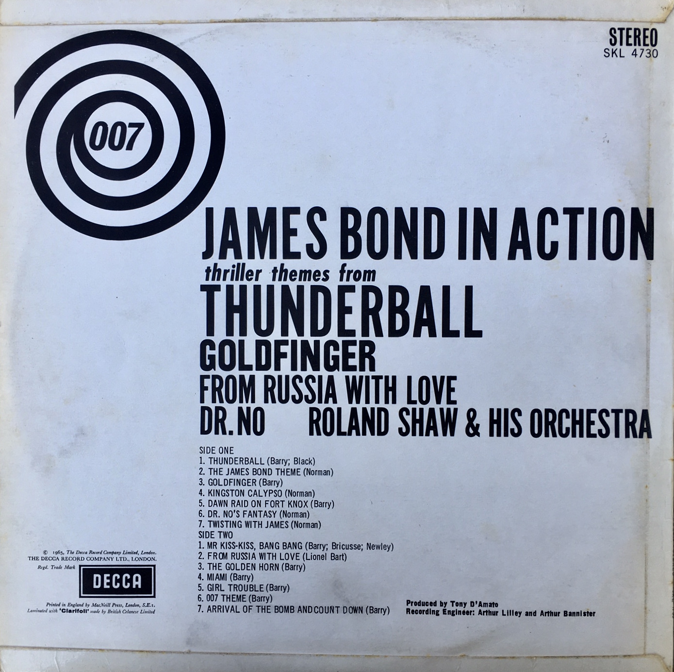 James Bond in Action Roland Shaw back cover