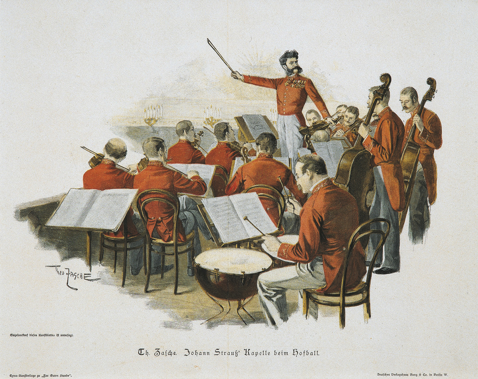 Johann Strauss II conducting one of his six orchestras by Theo Zasche