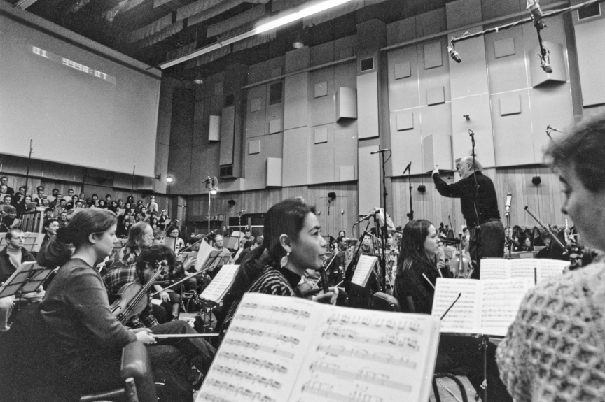 John Williams conducting at Abbey Road Studio 1