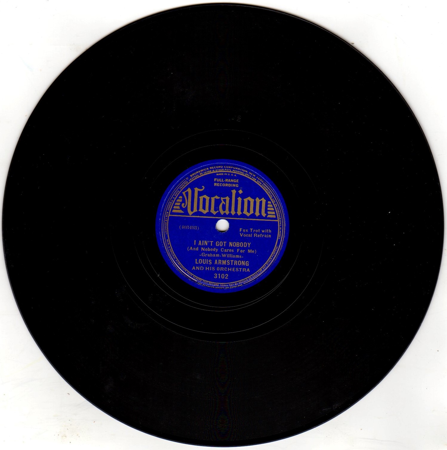 Louis Armstrong & Orchestra I Aint Got Nobody Vocalion 