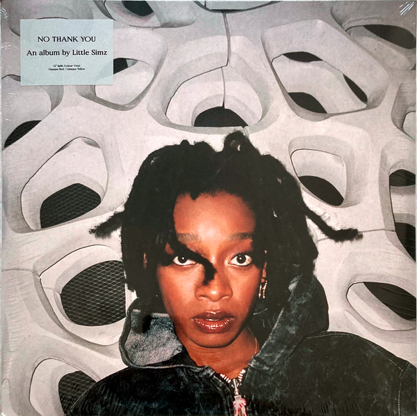 Front cover of 12 inch vinyl LP No Thank You by Little Simz including cover sticker