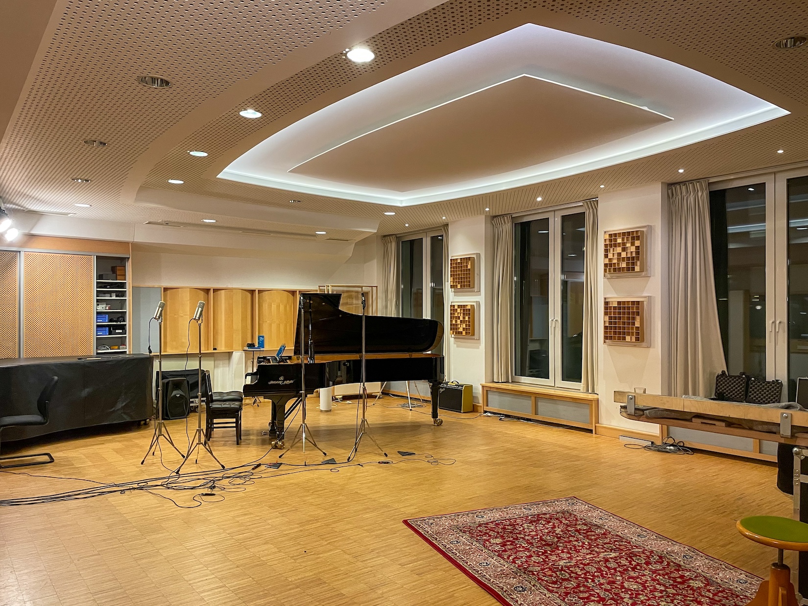Piano and microphone set-up for Mikhail Pletnev session (recording Chopin and Scriabin Preludes) at Emil Berliner Studios