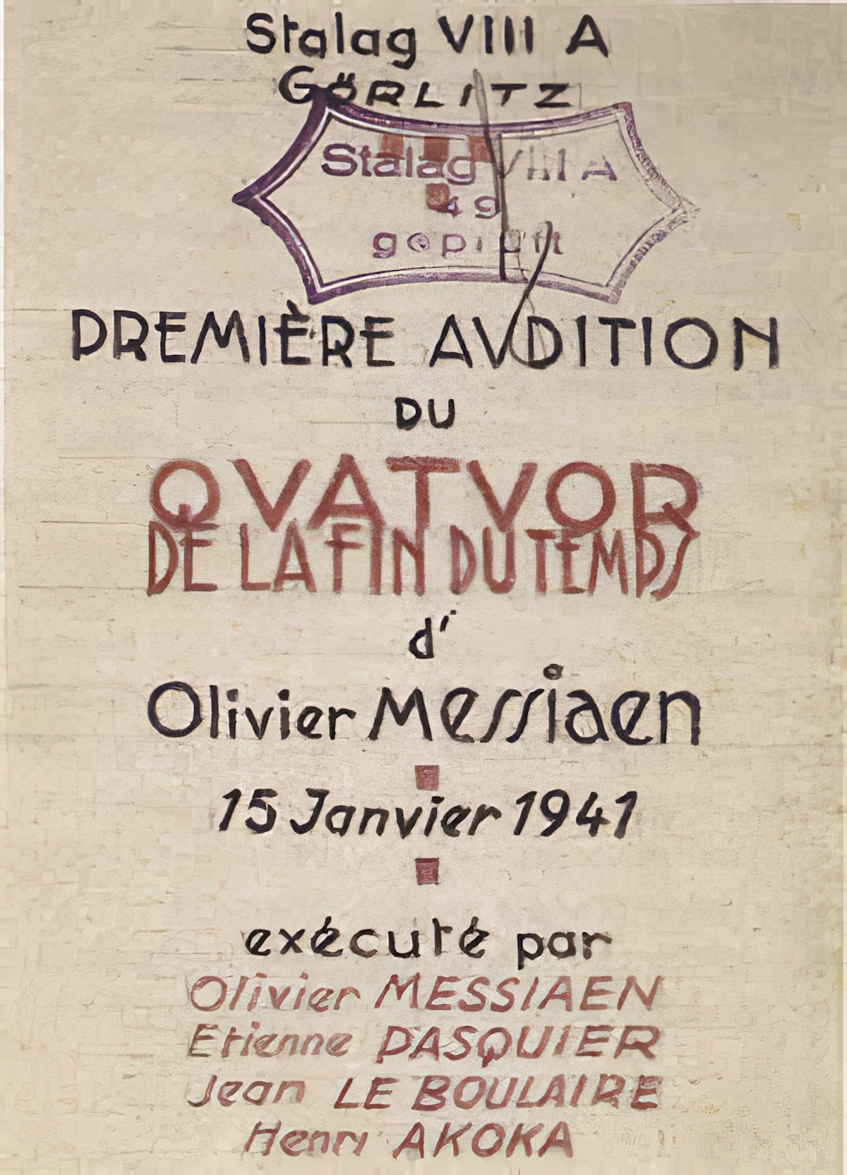 Program for the Premiere Performance