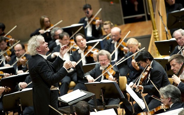 Sir Simon Rattle conducting the Berlin Philharmonic Orchestra