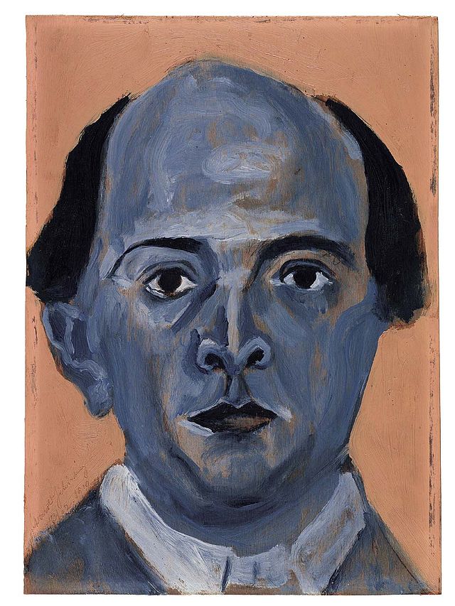 Schoenberg also became an accomplished painter.  This is a self-portrait from 1910, shortly after he had fully adopted atonality.