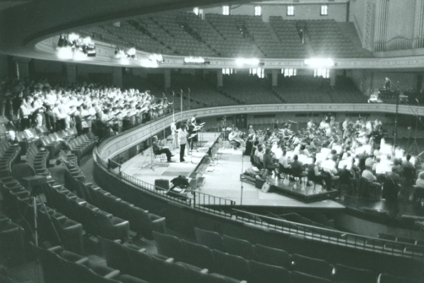Solti recording The Flying Dutchman in Medinah Temple in 1976