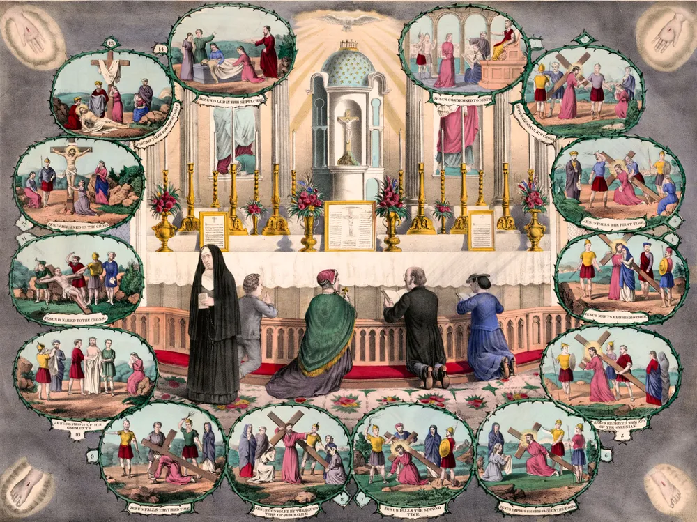 The Stations of the Cross - an explanatory lithograph from 1867