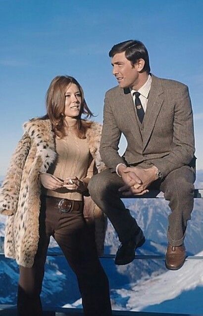 Diana Rigg with George Lazenby on location in Mürren