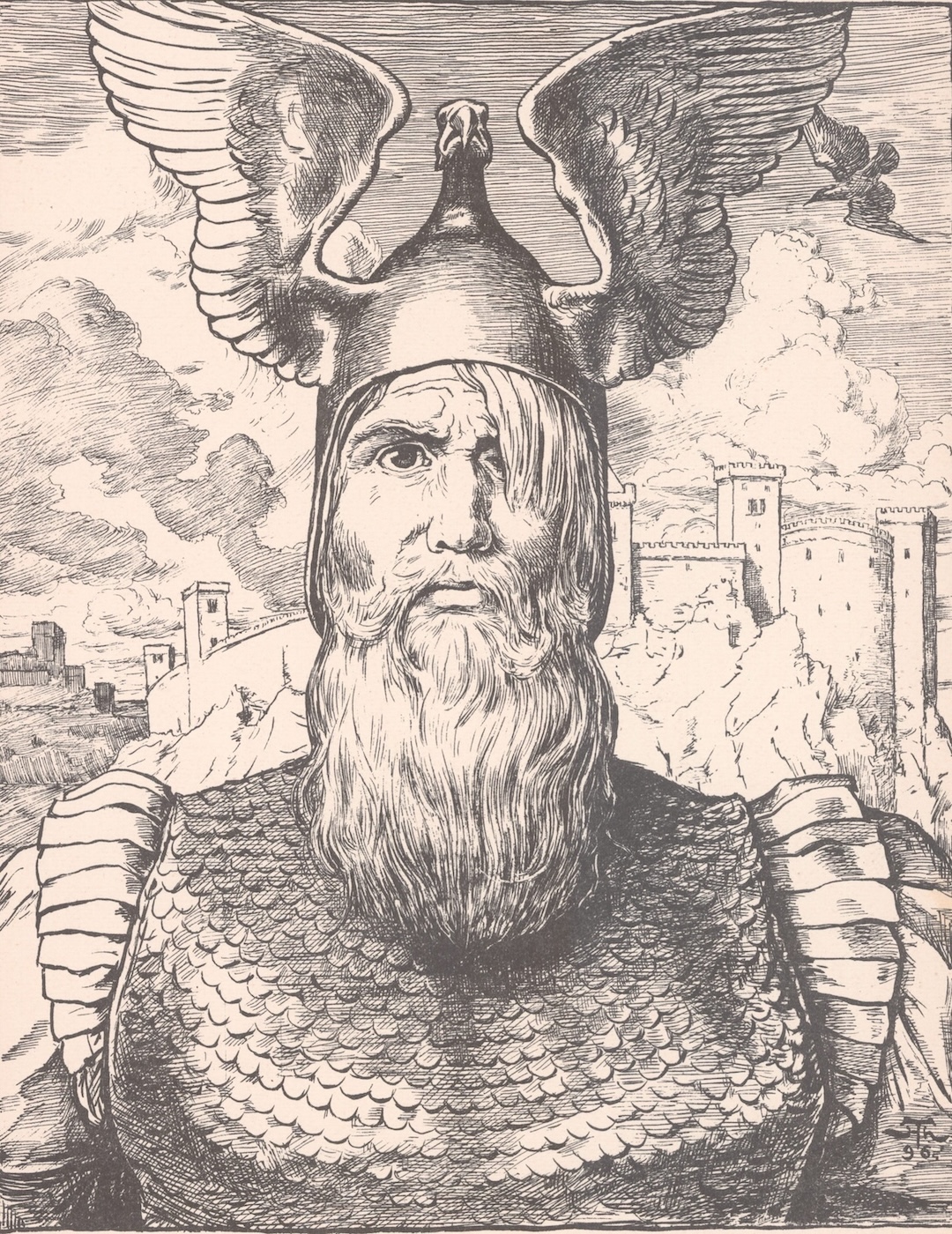 "Wotan's Head" by Hans Thoma (1896)